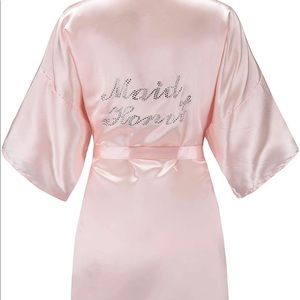 Maid of honor light pink satin robe
